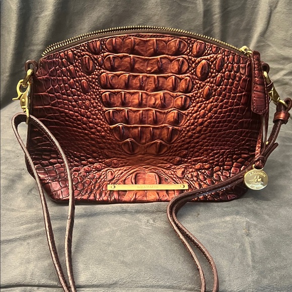 Brahmin Rich Brown Crocodile-Embossed Clutch - Picture 1 of 5